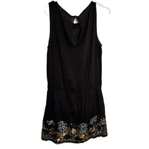Zara Trafaluc Women's Textured Black Mini Sequin Dress‎ Sleeveless Size Medium